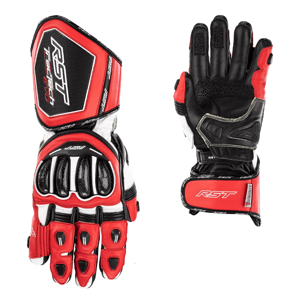 RST Tractech Evo 4 CE Leather Gloves - Red - Image 2