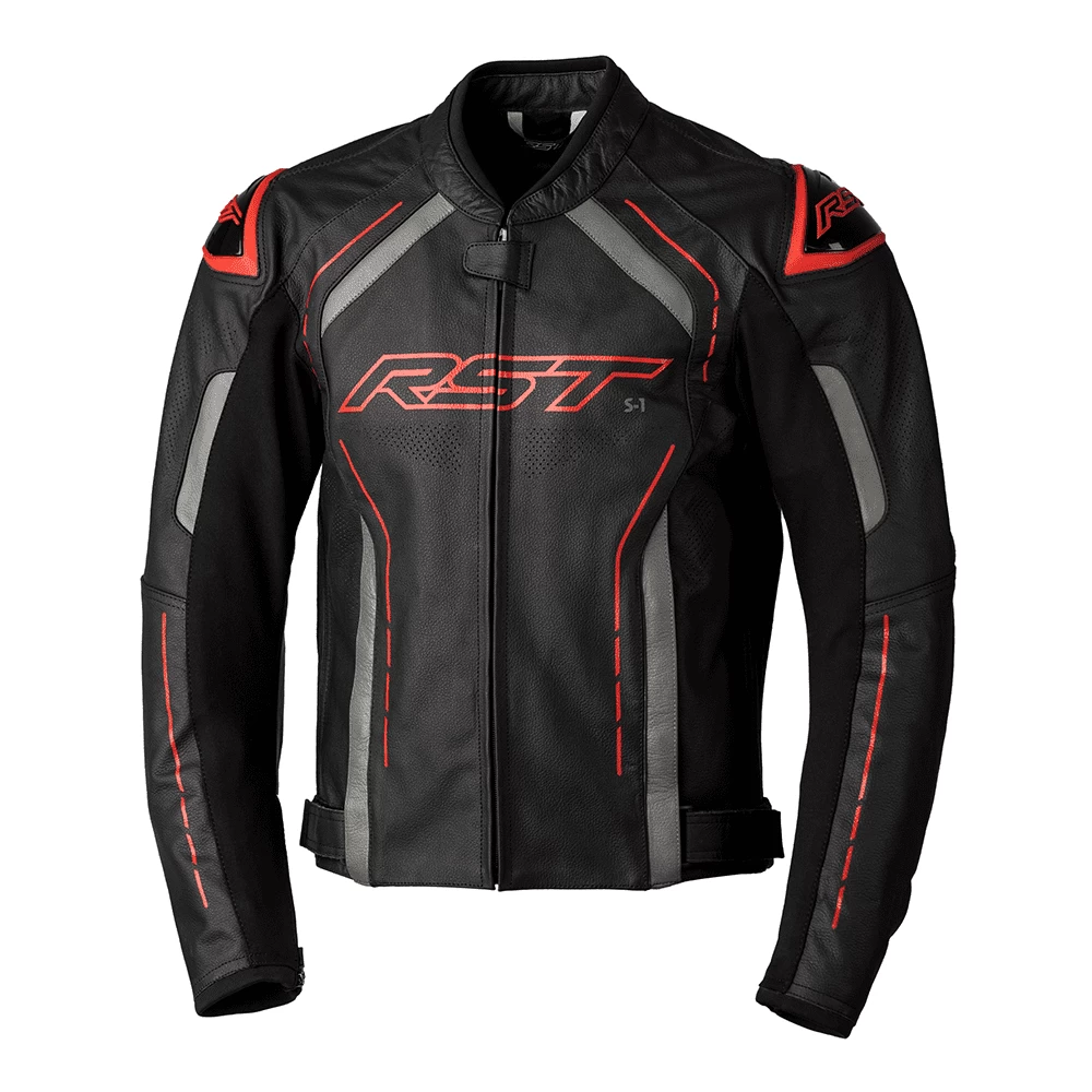 RST S1 CE Leather Jacket - Black / Grey / Red
