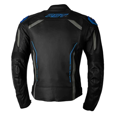 RST S1 CE Leather Jacket - Black / Grey / Neon Blue - Image 2