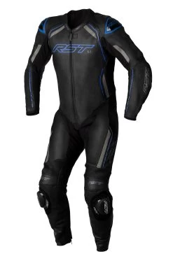 RST S1 CE Leather Suit - Black / Grey / Neon Blue