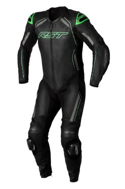 RST S1 CE Leather Suit - Black / Grey / Neon Green