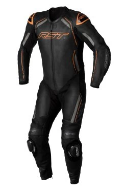RST S1 CE Leather Suit - Black / Grey / Neon Orange