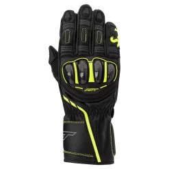 RST S1 CE Leather Motorcycle Gloves - Black / Grey / Flo Yellow
