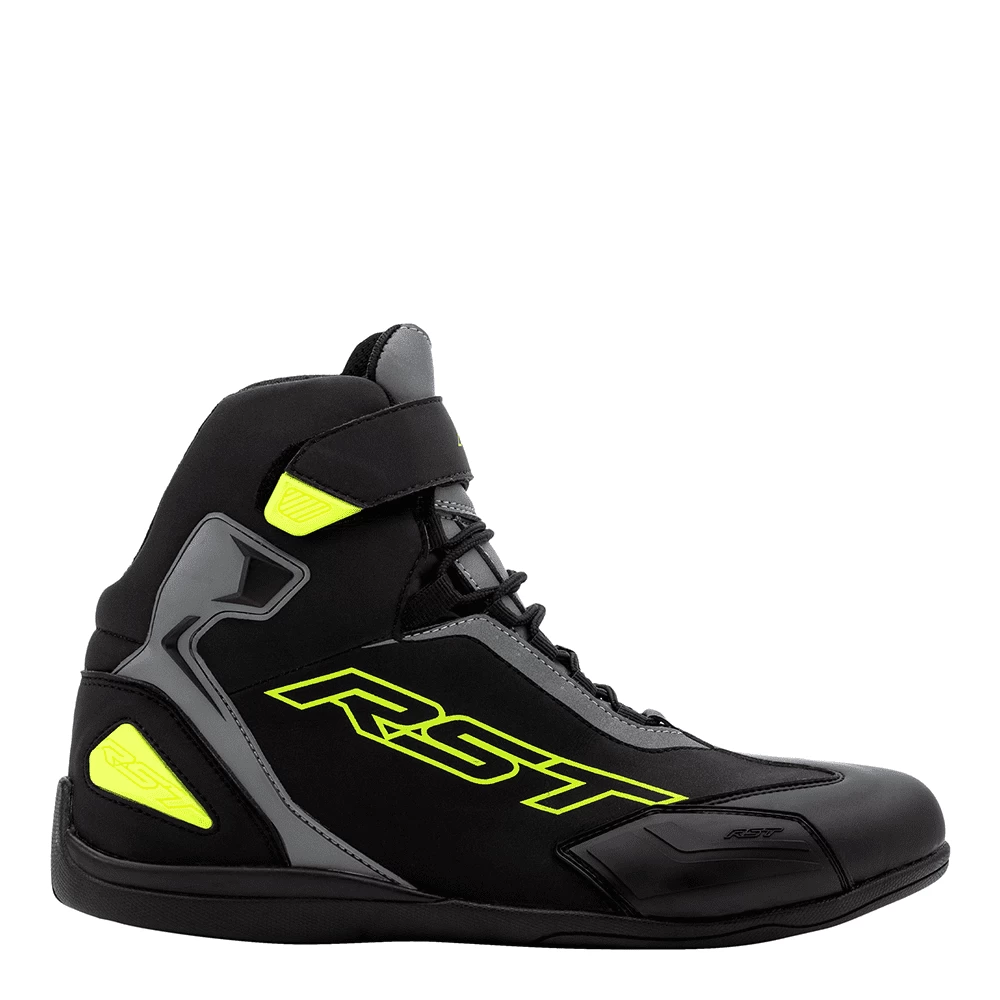 RST Sabre CE Microfibre Motorcycle Trainers - Black / Grey / Flo Yellow
