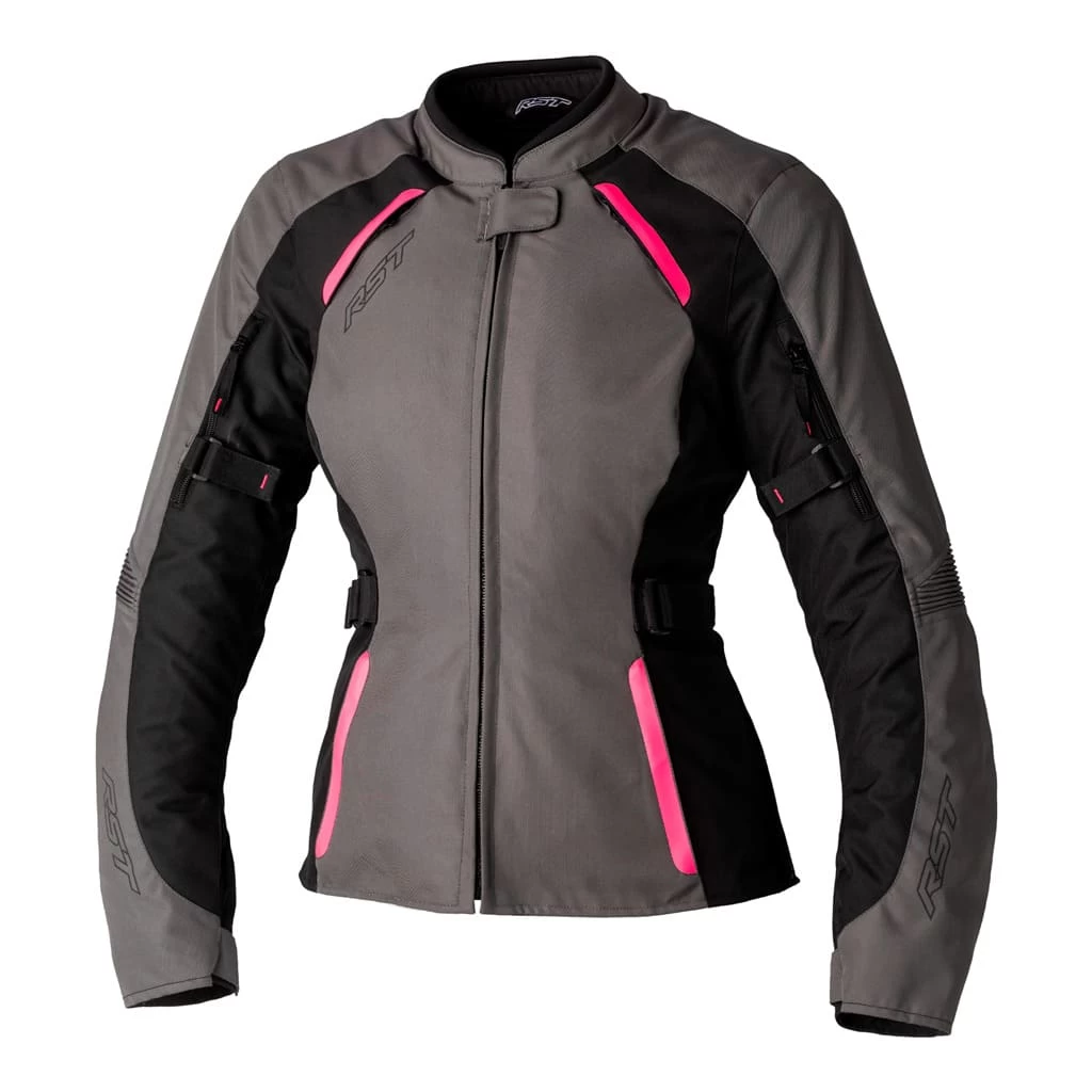 RST Ava CE Ladies Textile Jacket - Black / Neon Pink