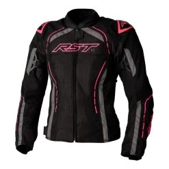 RST S1 CE Ladies Mesh Textile Jacket - Black / Neon Pink