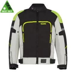 Spada Calgary CE Textile Motorcycle Jacket - Black/Grey/Flo Yellow