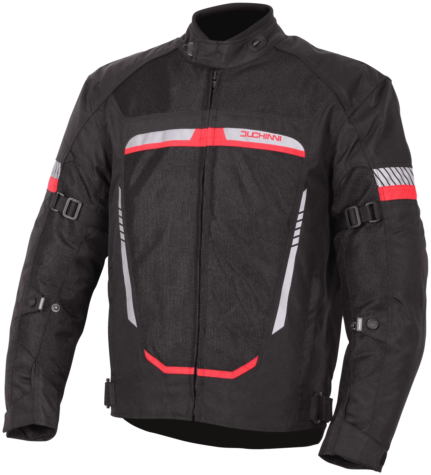Duchinni Mistral CE Mesh Textile Motorcycle Jacket - Black/Red - Image 2