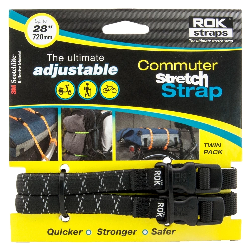 ROK Straps - Commuter Stretch Straps - Black Reflective