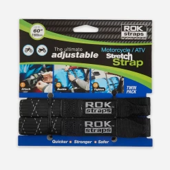 ROK Straps - Motorcycle / ATV Stretch Straps - Black Reflective