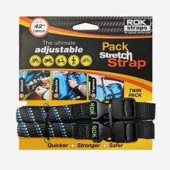 ROK Straps - Pack Stretch Straps - Black / Blue / Green Reflective