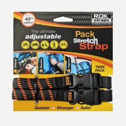 ROK Straps - Pack Stretch Straps - Black / Orange Reflective