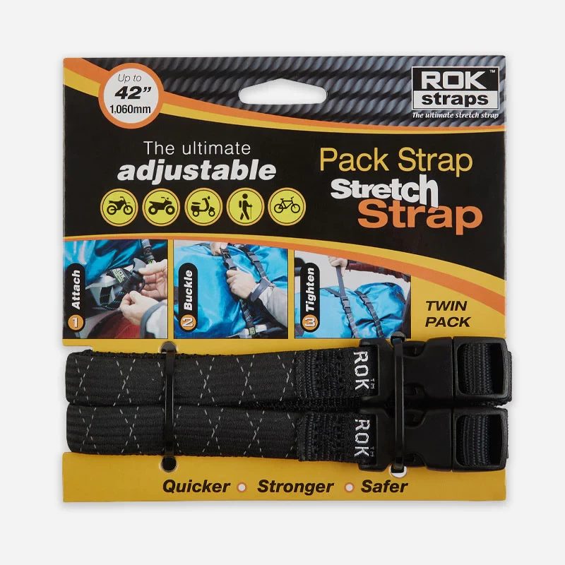 ROK Straps - Pack Stretch Straps - Black Reflective